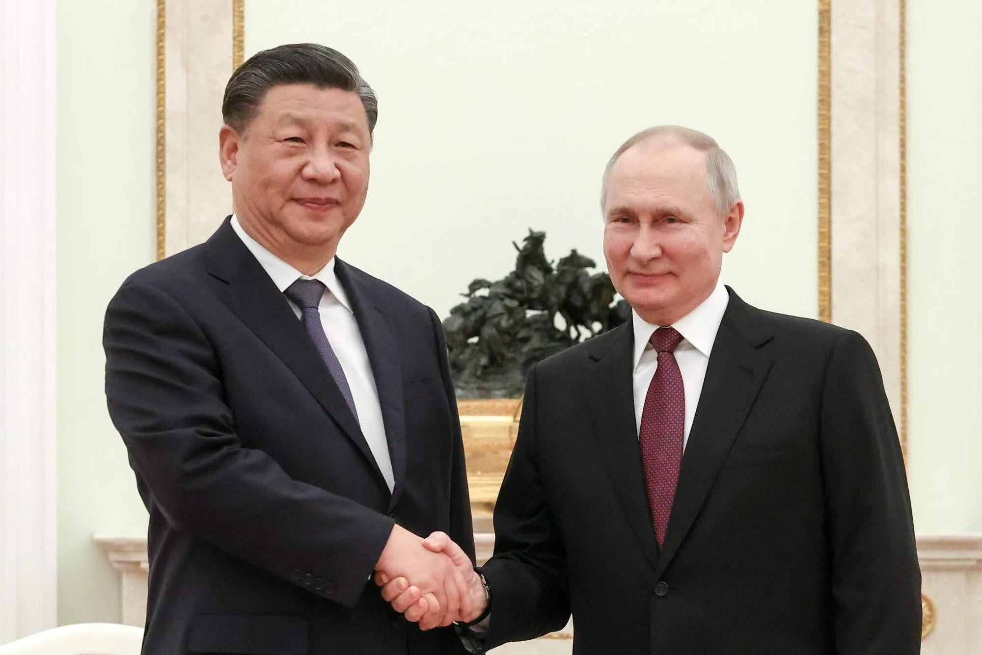 習近平昨在克里姆林宮與普丁會唔。(翻攝@SpokespersonCHN推特)