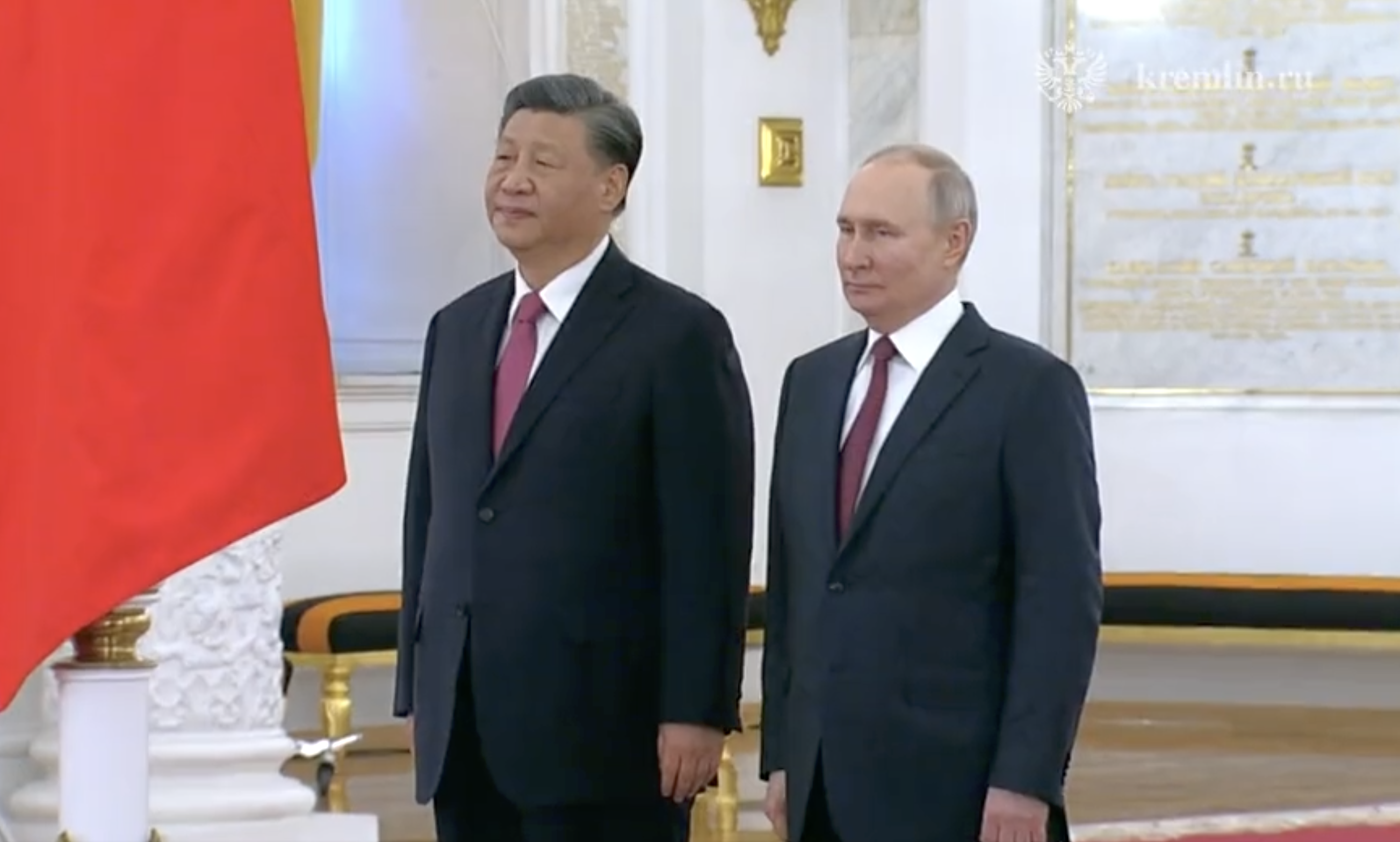 習近平與普丁進行第二輪會談。（翻攝Kremlin.ru影片）