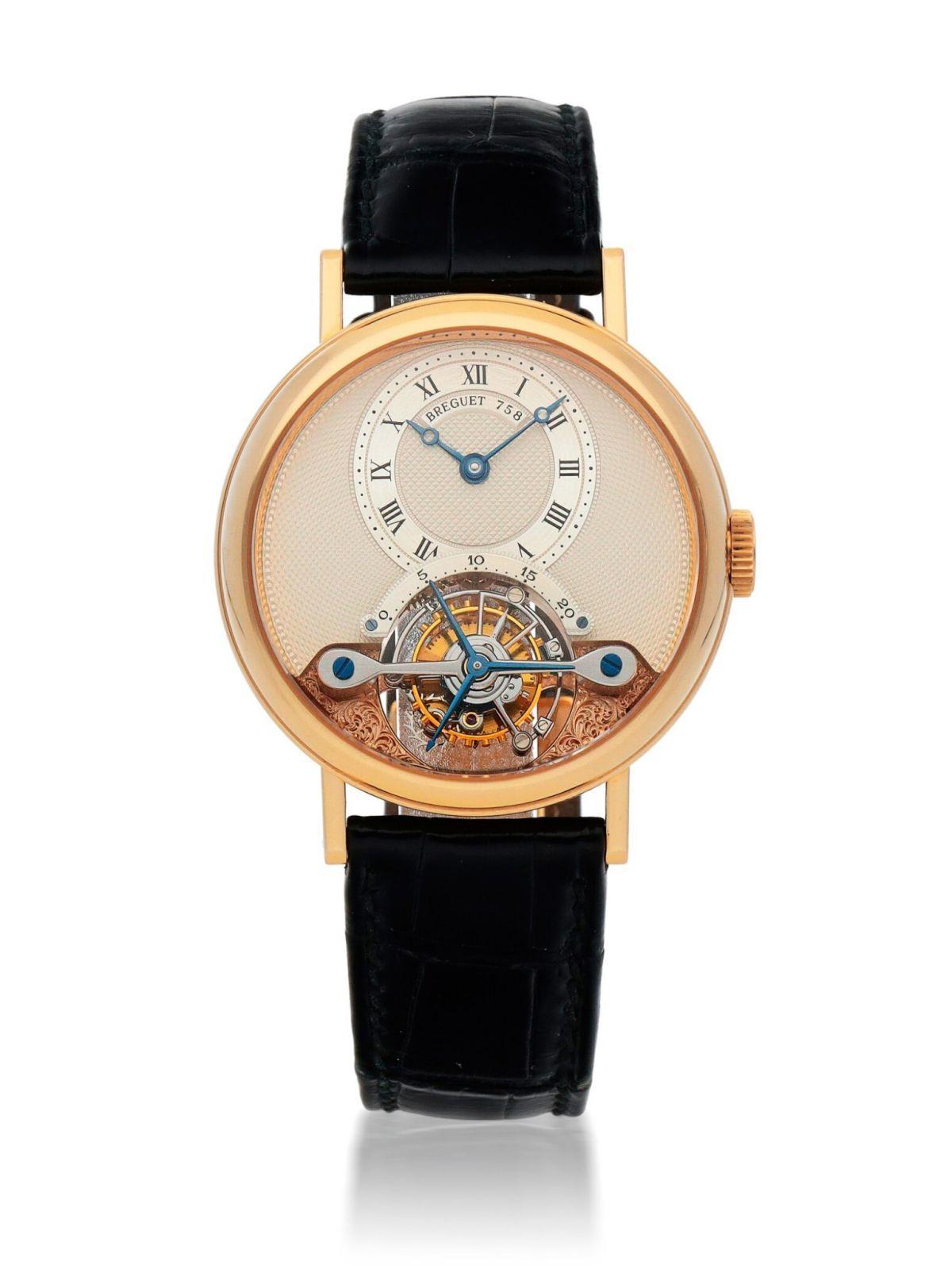 Daniel Roth為寶璣開發的The BREGUET 3350 腕錶,是現代寶璣品牌的第一枚陀飛輪腕錶。(圖片來源:Sotheby's)