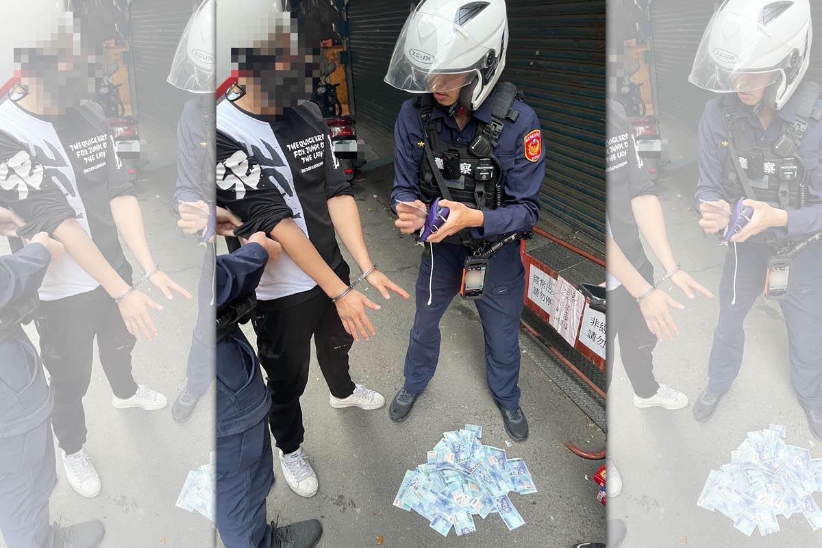 一名郭姓通緝犯靠因缺錢花用當起詐騙集團車手,被警方當場識破。(翻攝畫面)