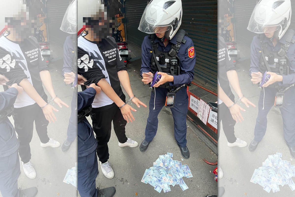 一名郭姓通緝犯靠因缺錢花用當起詐騙集團車手，被警方當場識破。（翻攝畫面）