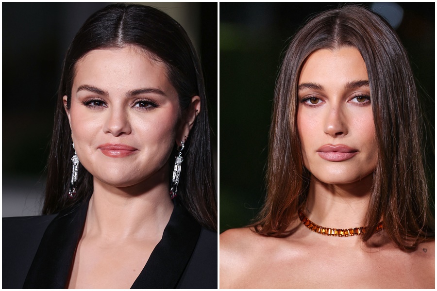 席琳娜戈梅茲（左）與海莉比伯（右）去年底起多次出面消毒，但無法平息各種陰謀論。（東方IC）