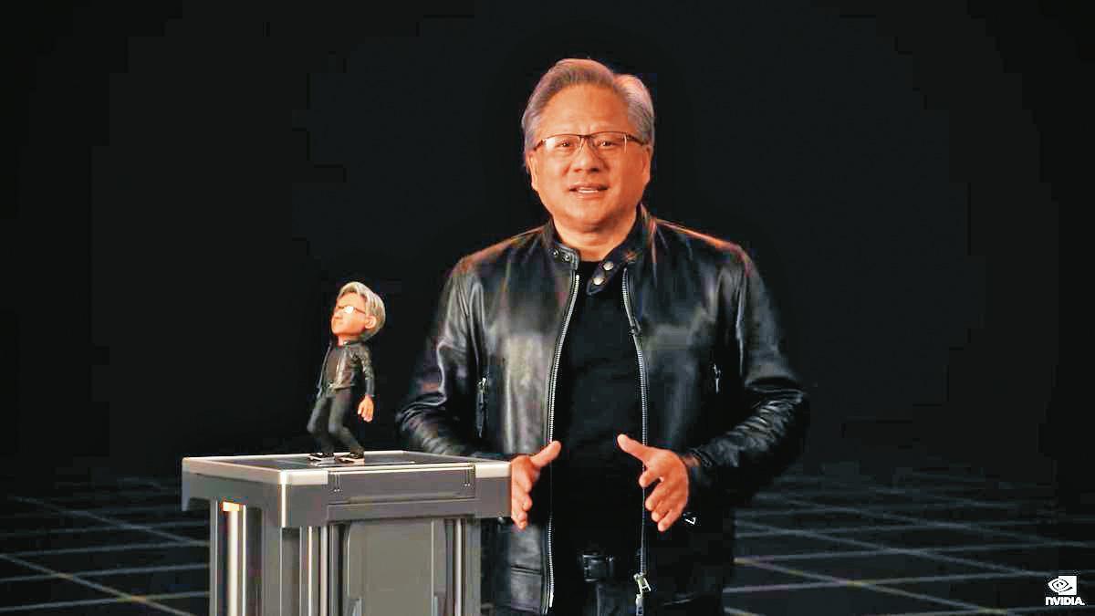 nVIDIA(輝達)上週舉行頂尖人工智慧開發人員大會,執行長黃仁勳將今年定位為「人工智慧的iPhone時刻」。(nVIDIA活動截圖)