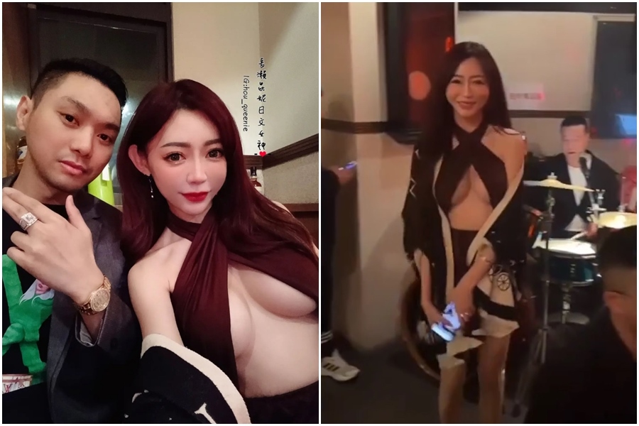 長瀨昆妮幫連千毅慶生，穿著「胸前大挖空」洋裝滿場跑。（翻攝自IG hou_queenie）