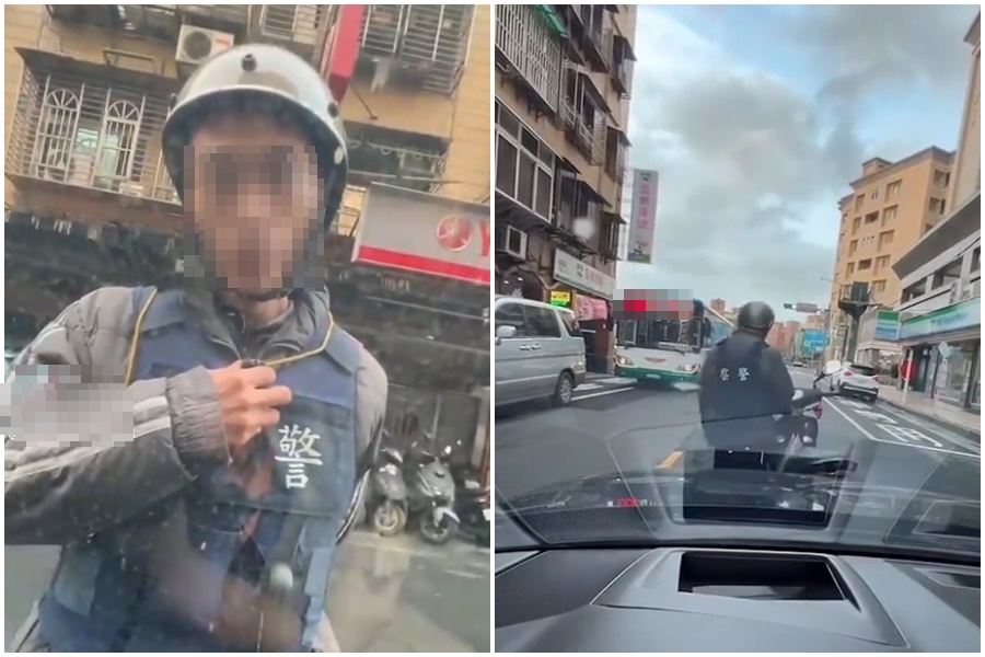 男子身穿「警察背心」私自攔車全被錄下。（翻攝自網路）