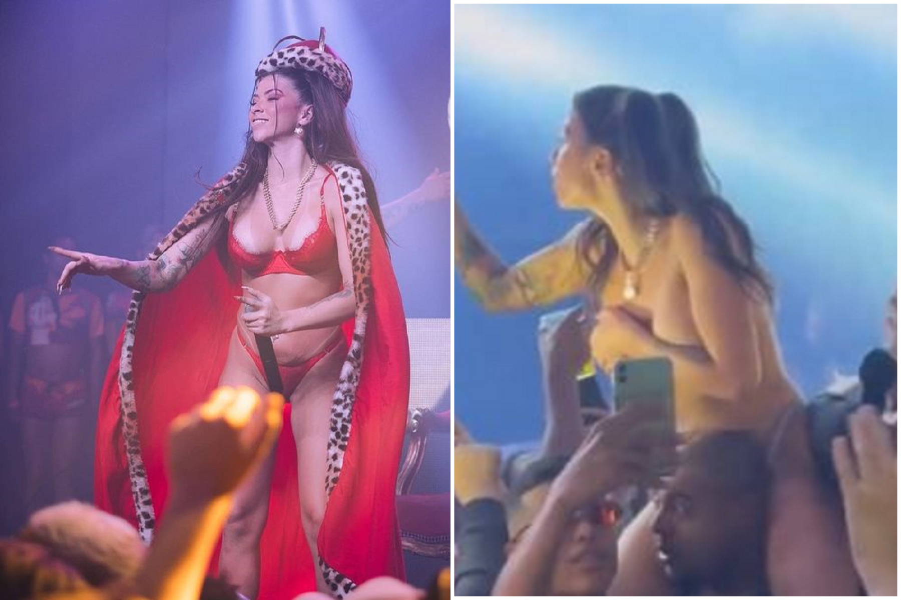 女歌手太驚世！情色猥褻表演頻上舞台，「露奶任人摸」影片再被瘋傳。（翻自推特）