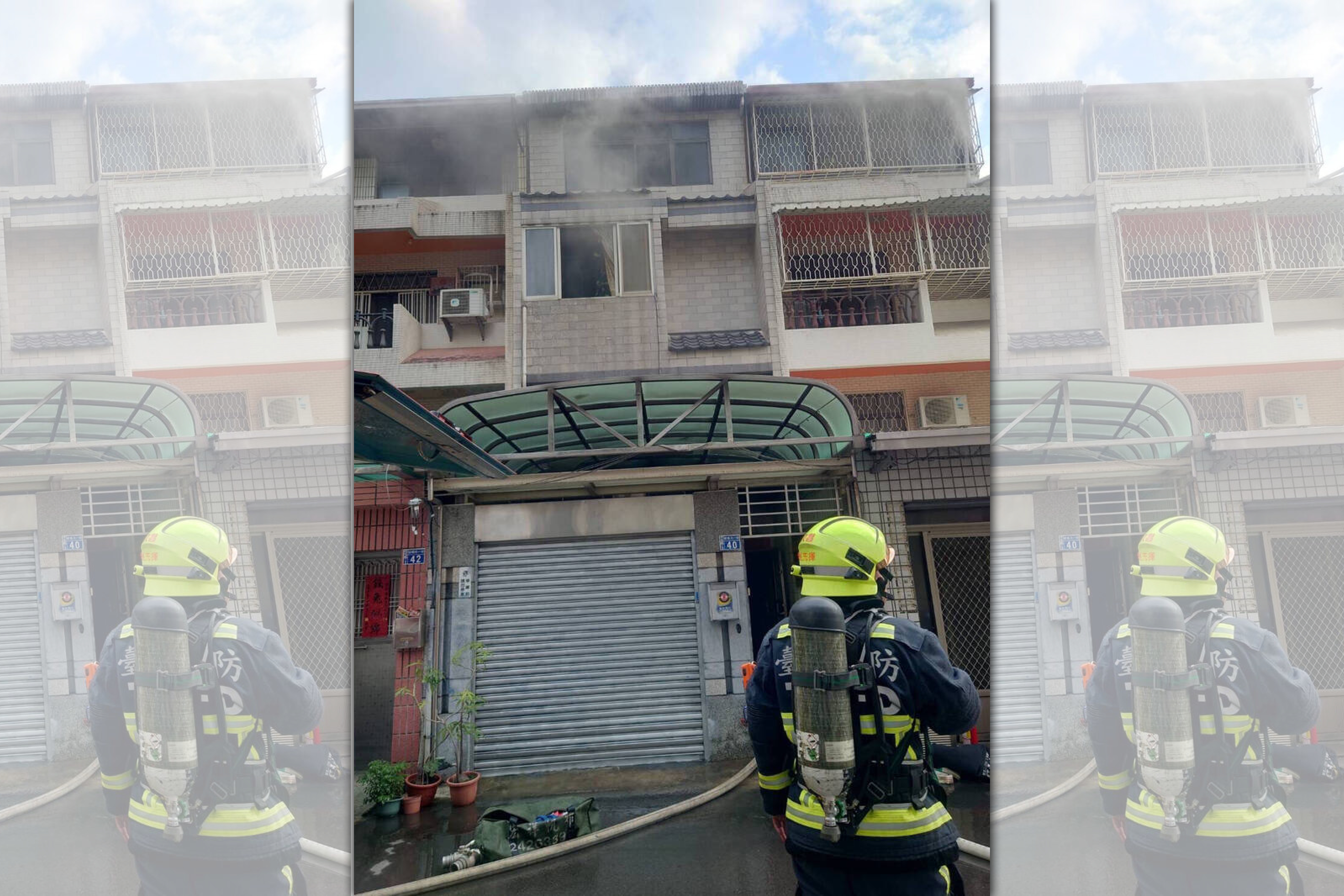 消防局迅速控制火勢，進入火場搜救時卻發現一具碳化焦屍。（消防局提供）
