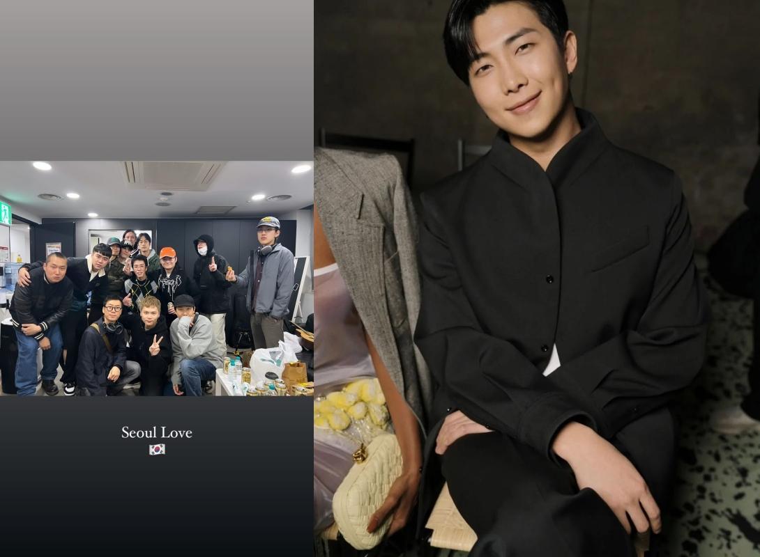 落日飛車昨在首爾演出,防彈少年團BTS隊長RM也到場欣賞。(翻攝落日飛車、RM IG)