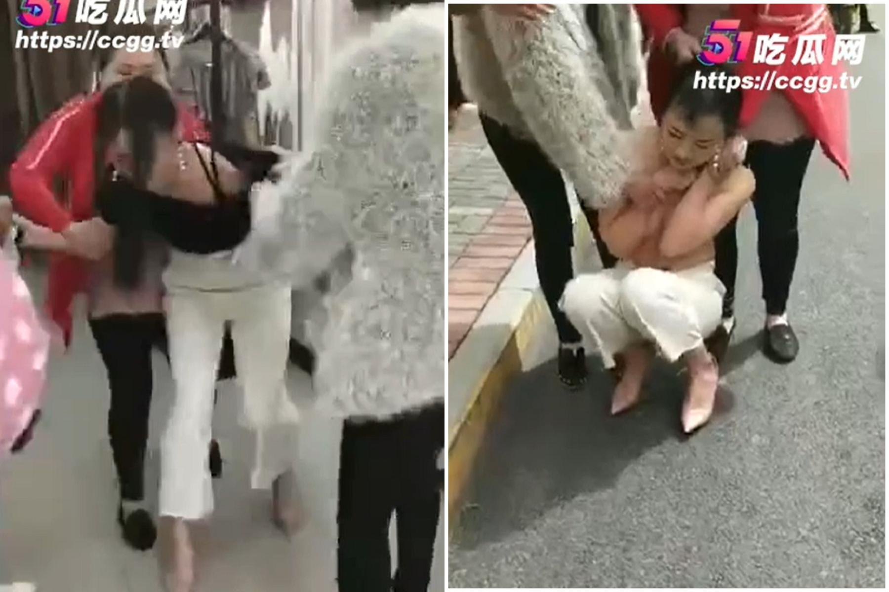 小三慘被正宮撂人圍攻，遭扒衣剪髮裸體示眾凌辱！網歪樓「小三真的正」。（翻自《51吃瓜網》）