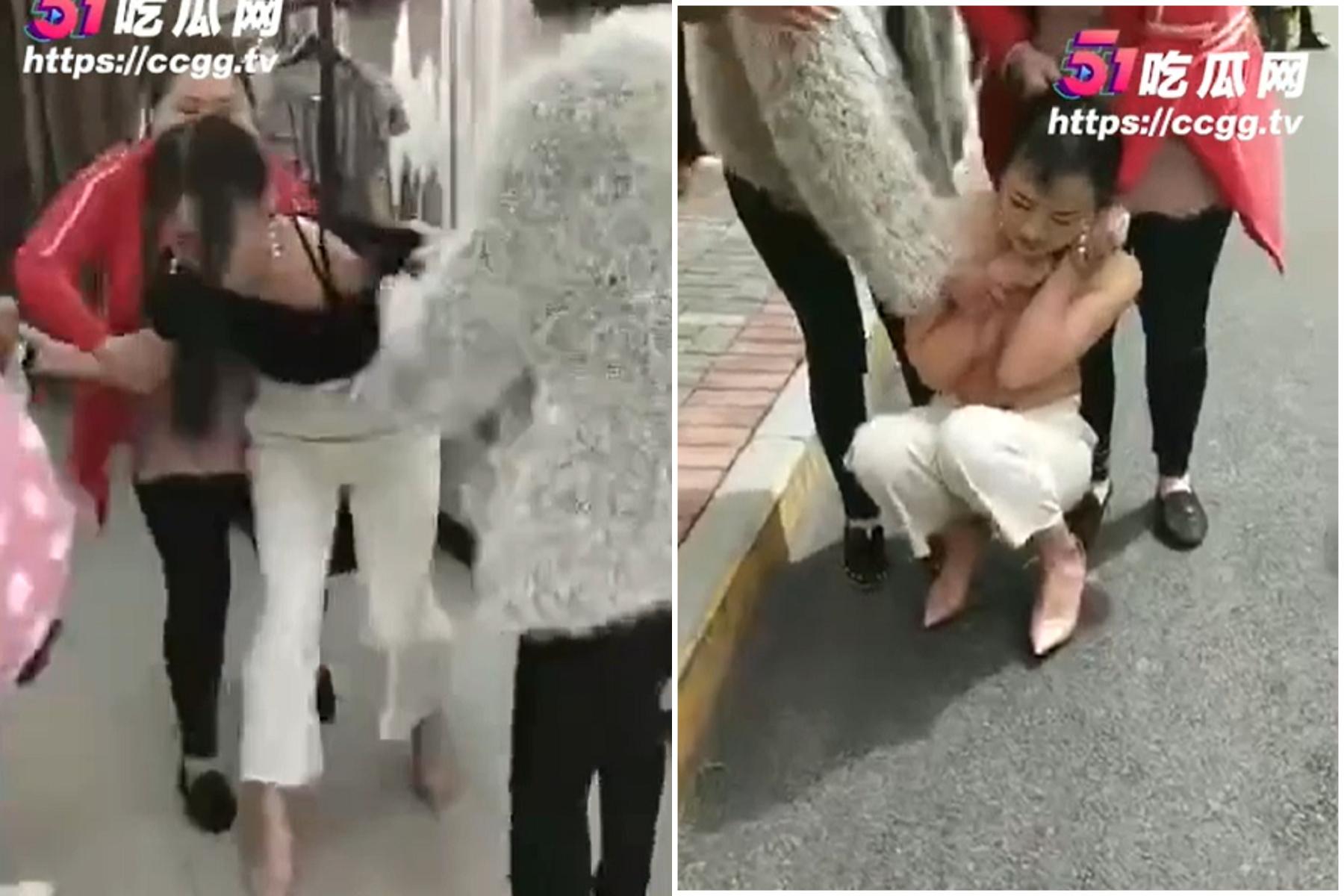 小三慘被正宮撂人圍攻，遭扒衣剪髮裸體示眾凌辱！網歪樓「小三真的正」。（翻自《51吃瓜網》）