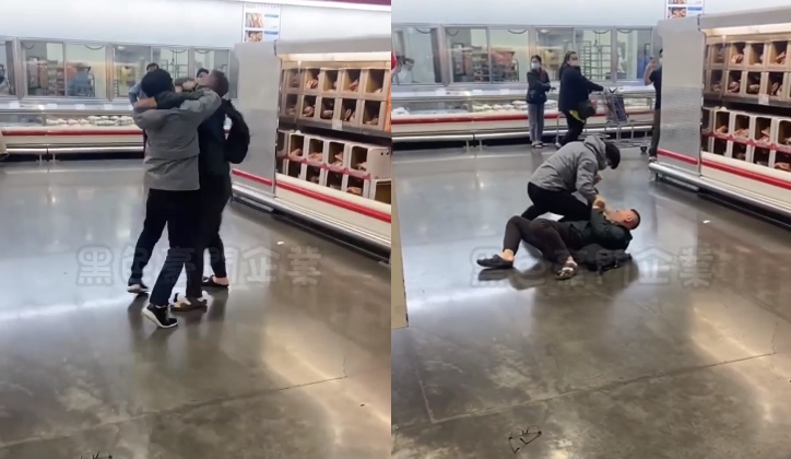 兩名男子在好市多大打出手。（翻攝自黑色豪門企業臉書）