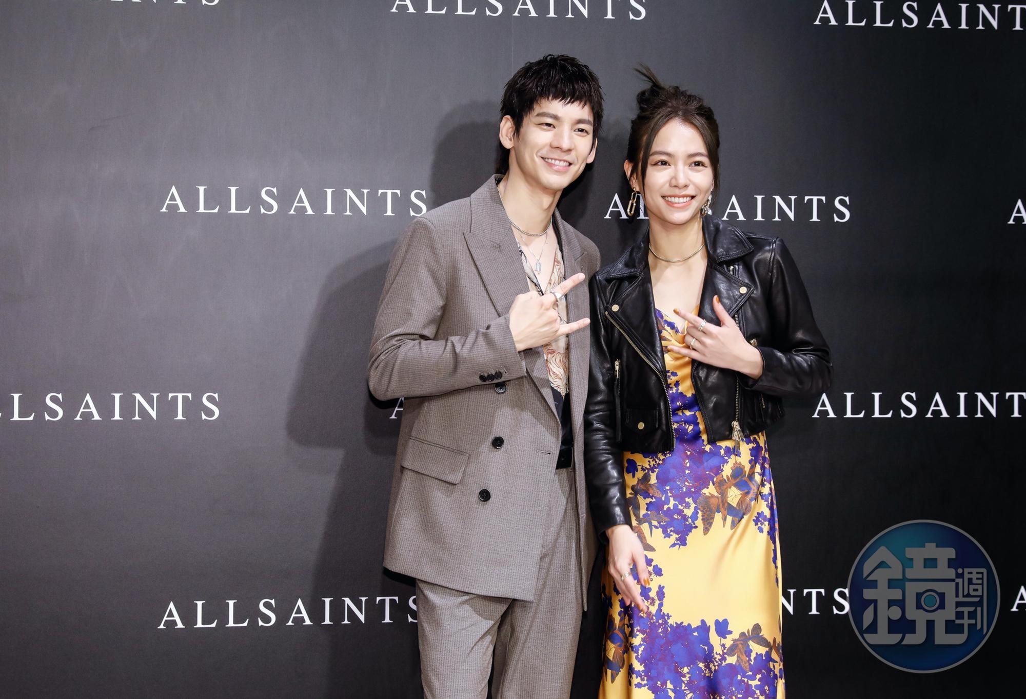 （左起）林柏宏、宋芸樺出席ALLSAINTS活動時講起雙方名字粵語發音的笑點。