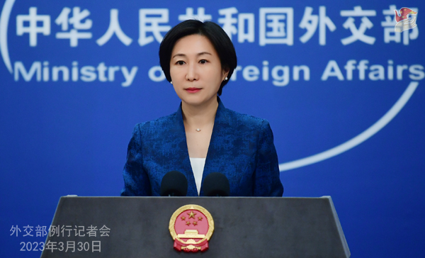 毛寧（圖）再次呼籲台美停止進行任何形式的官方接觸。（翻攝自中國外交部網站）