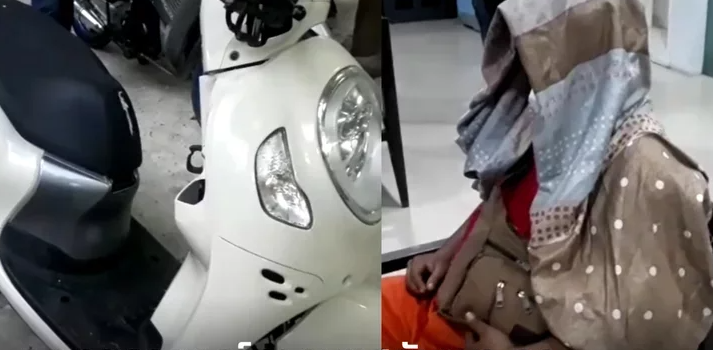 女大生的機車坐墊，遭到嫌犯割出一道縫穴。（翻自《Sanook》）