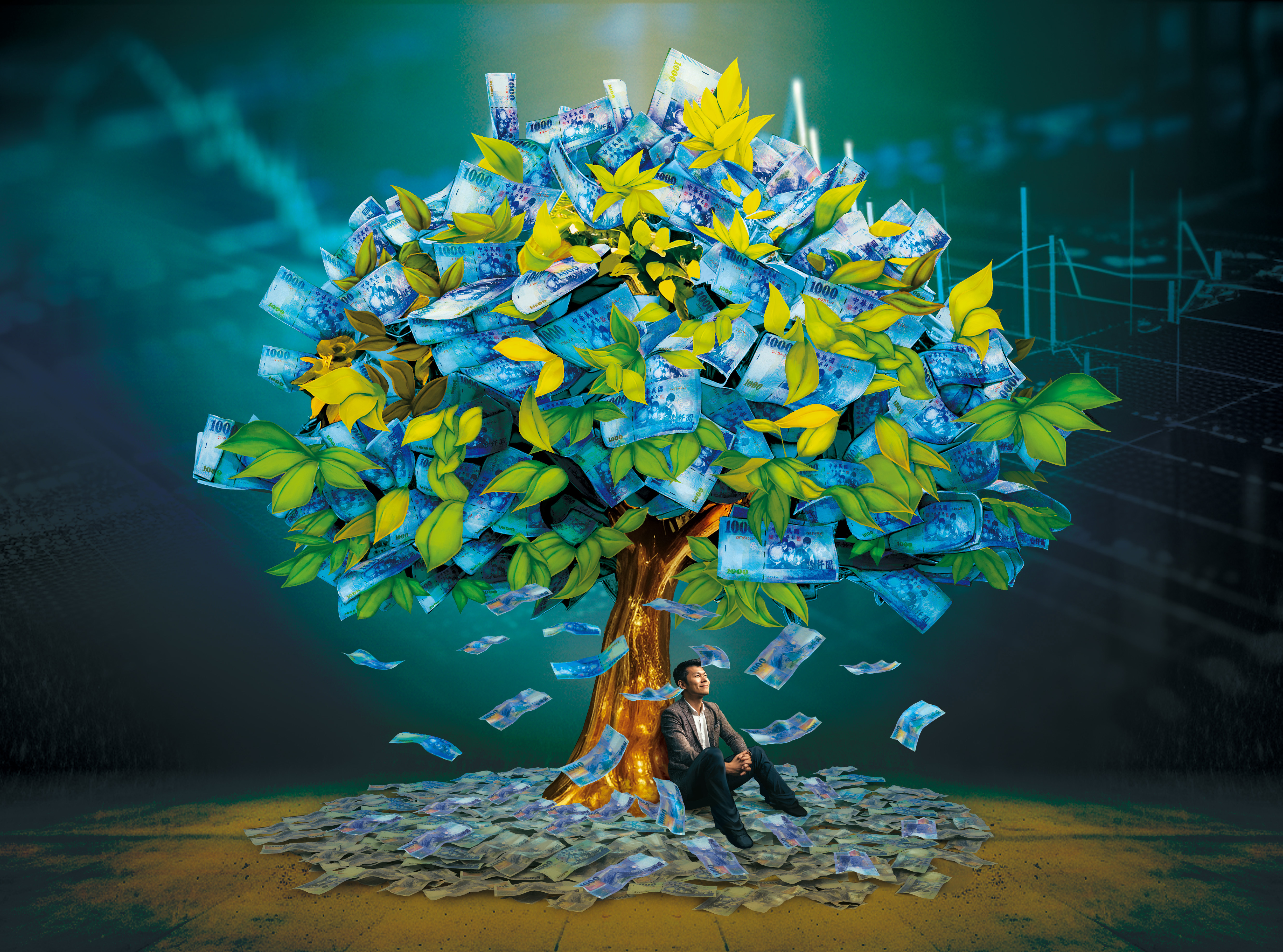 入手股息成長股，不僅每年有越來越多的現金流進帳，資產也能上漲增值。（示意畫面。AI繪圖Midjourney生成，本刊美術組後製）