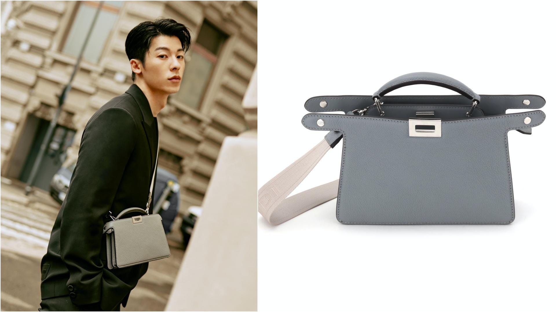 許光漢以黑色西裝搭配瀝青灰色Peekaboo ISeeU XCross。NT$112,000(FENDI提供)