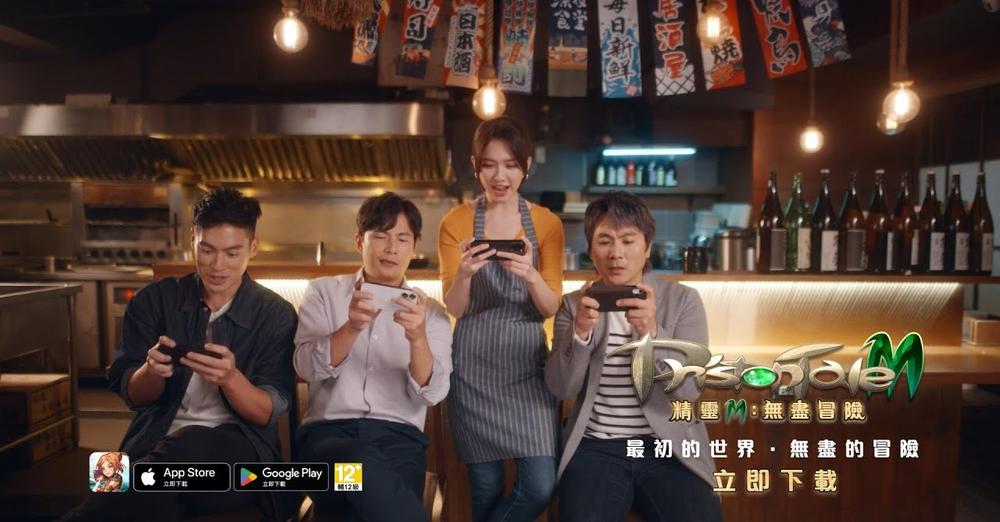 何思靜拍攝手遊廣告和5566三人同台。(星空飛騰)