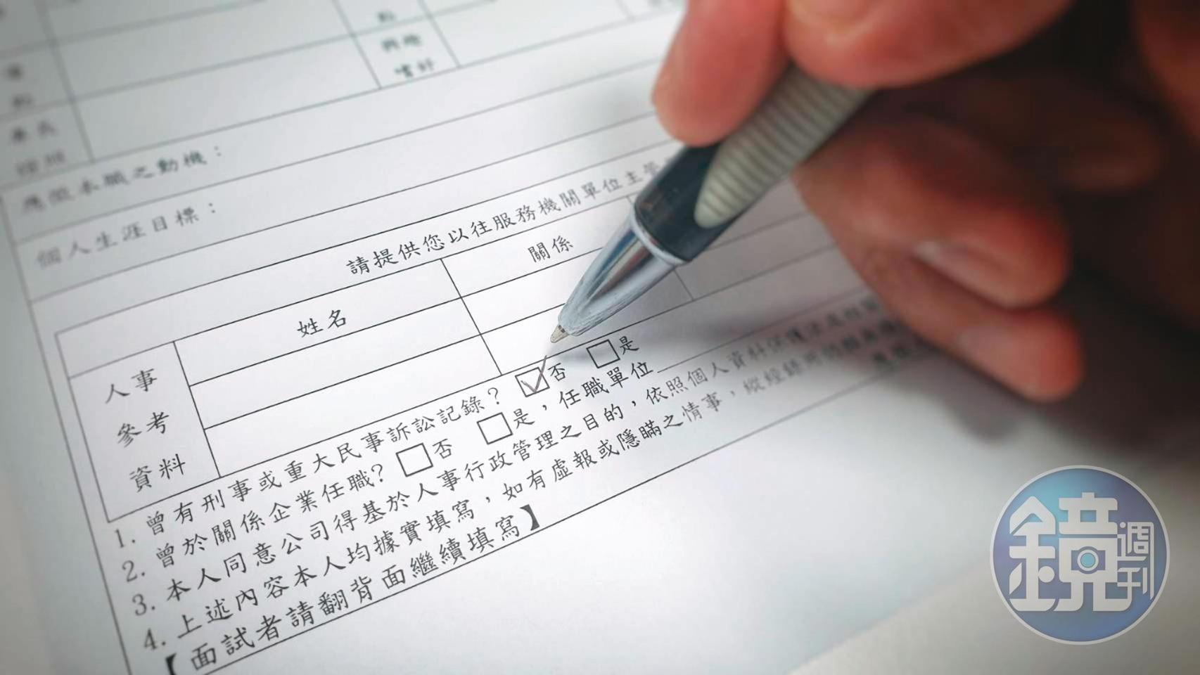 周男面試時,隱瞞前科資料,宏遠興業得知後,已要求他自行離職。(示意圖)