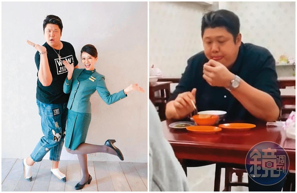 3/25 23：21 老婆與哈家姐姐互掀家醜，讓哈孝遠愁眉苦臉獨吃滷肉飯。（左圖翻攝自liufanshiuan IG）