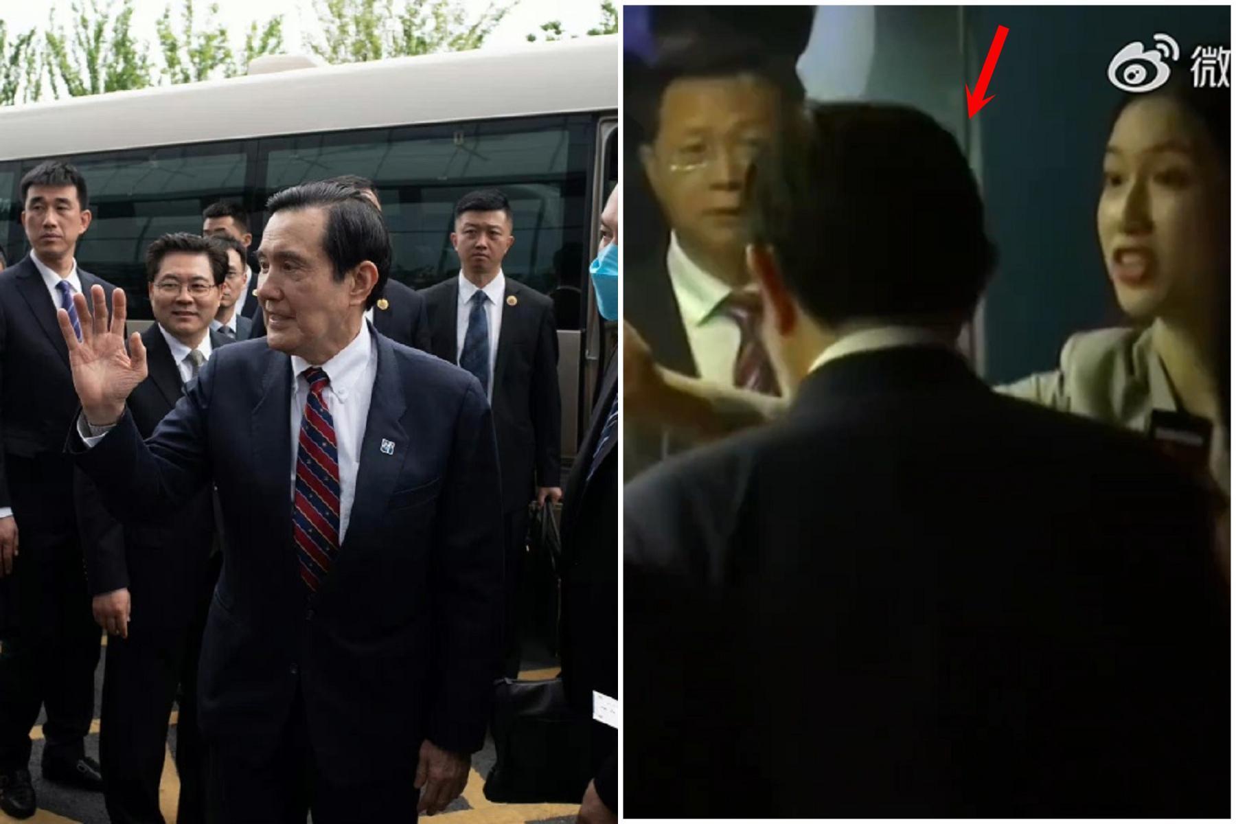 馬英九讓中國人驚呆了!頭猛力撞玻璃,正妹導覽員跟中共官員全嚇壞。(翻自微博)