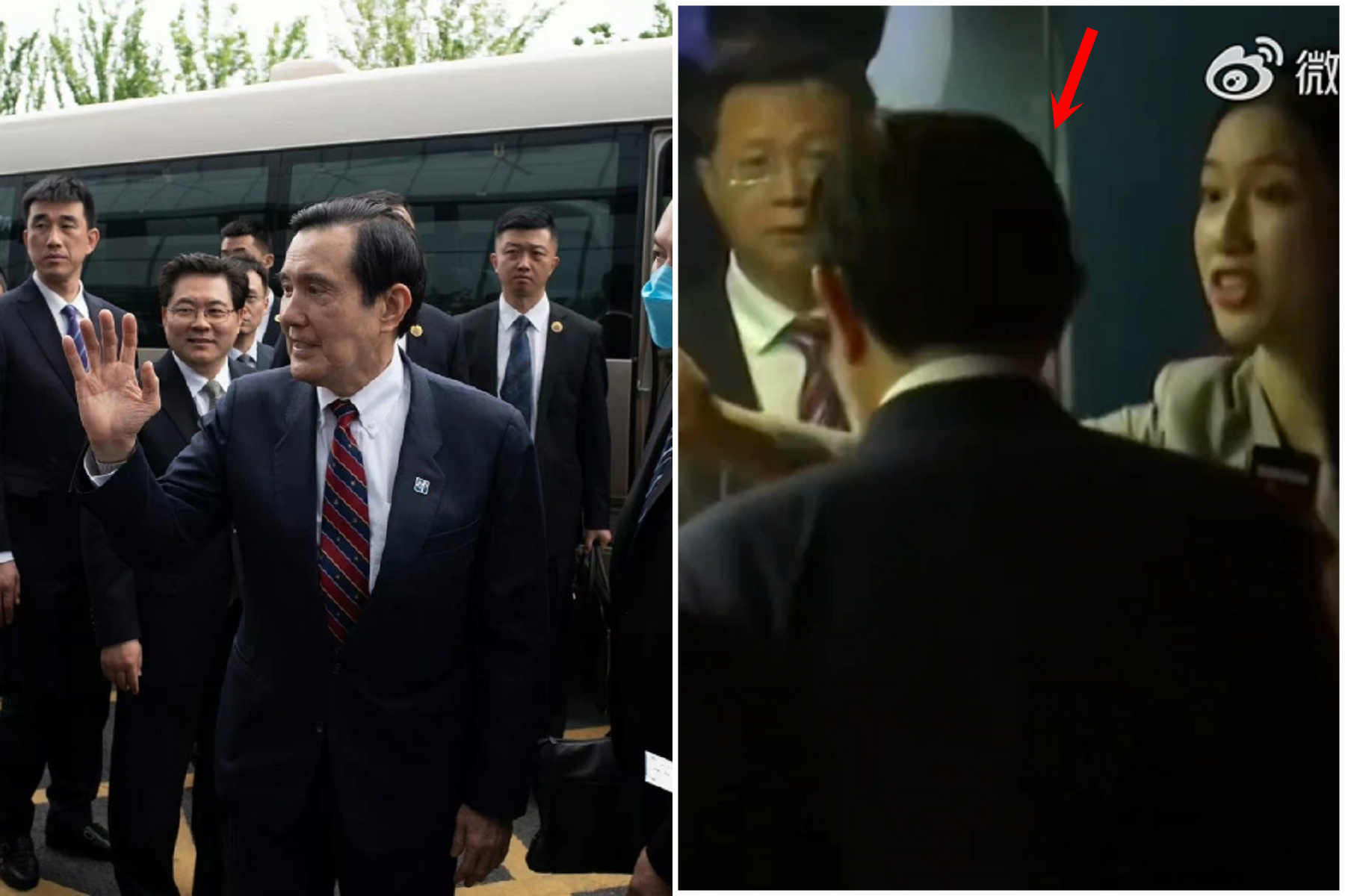 馬英九讓中國人驚呆了！頭猛力撞玻璃，正妹導覽員跟中共官員全嚇壞。（翻自微博）