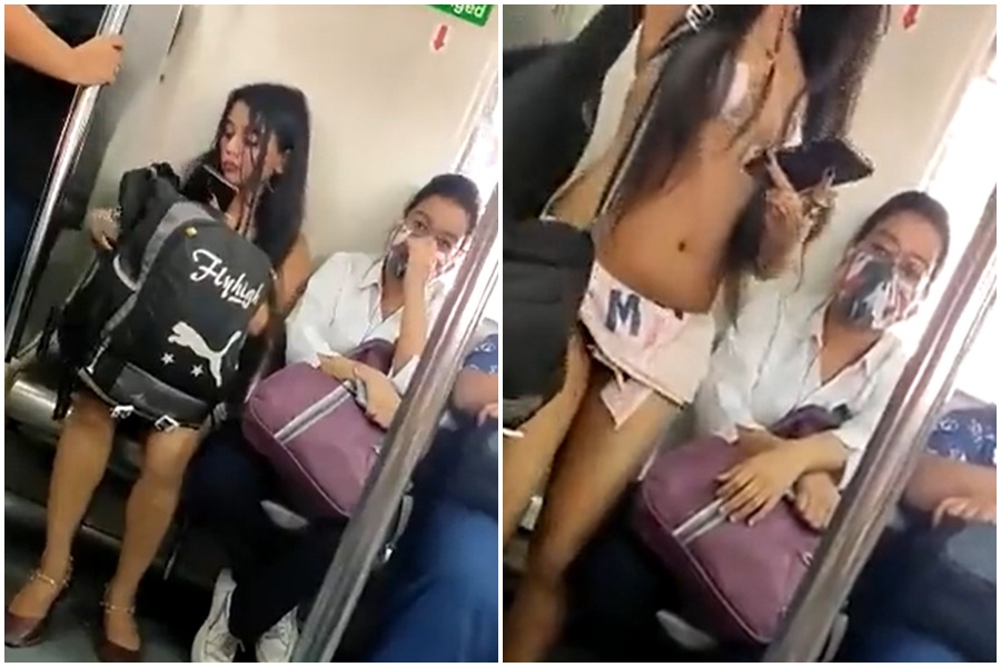 印度女子恰娜娜（Rhythm Chanana）因穿著尺度過大，遭地鐵公司警告。（翻攝自推特）