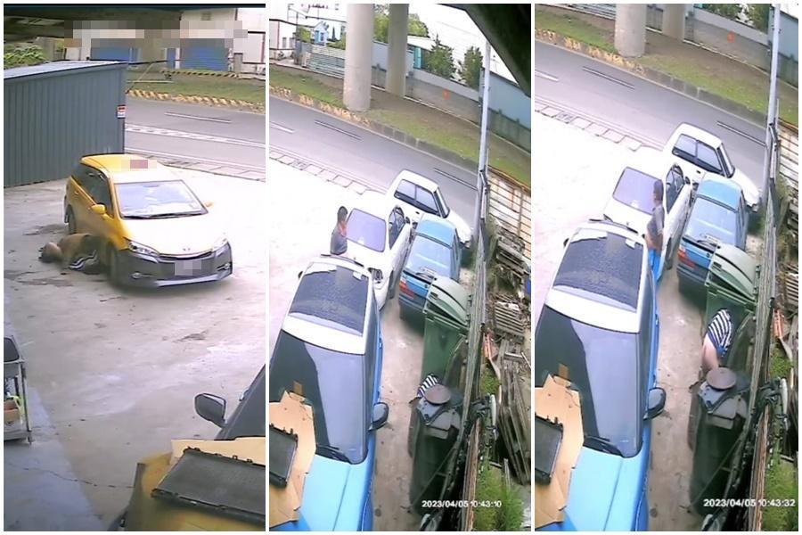 桃園某車廠大門口連假衰變砲房，一對男女不僅在地打砲，完事後還在角落上廁所。（翻攝自爆料公社）