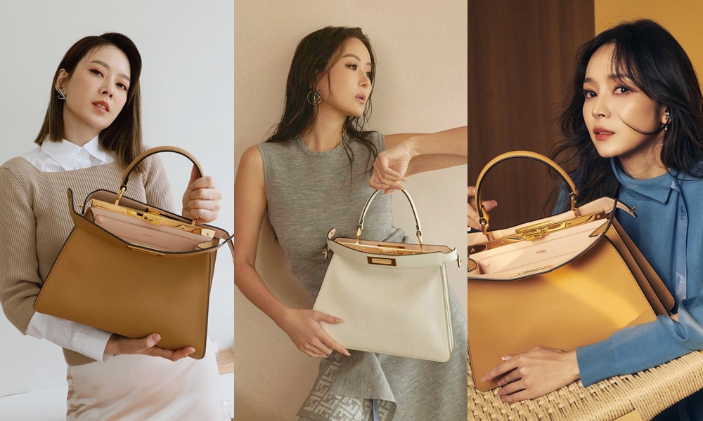 〈左起〉Melody、孫芸芸、侯佩岑以不同風情詮釋Peekaboo IseeU。〈FENDI提供〉