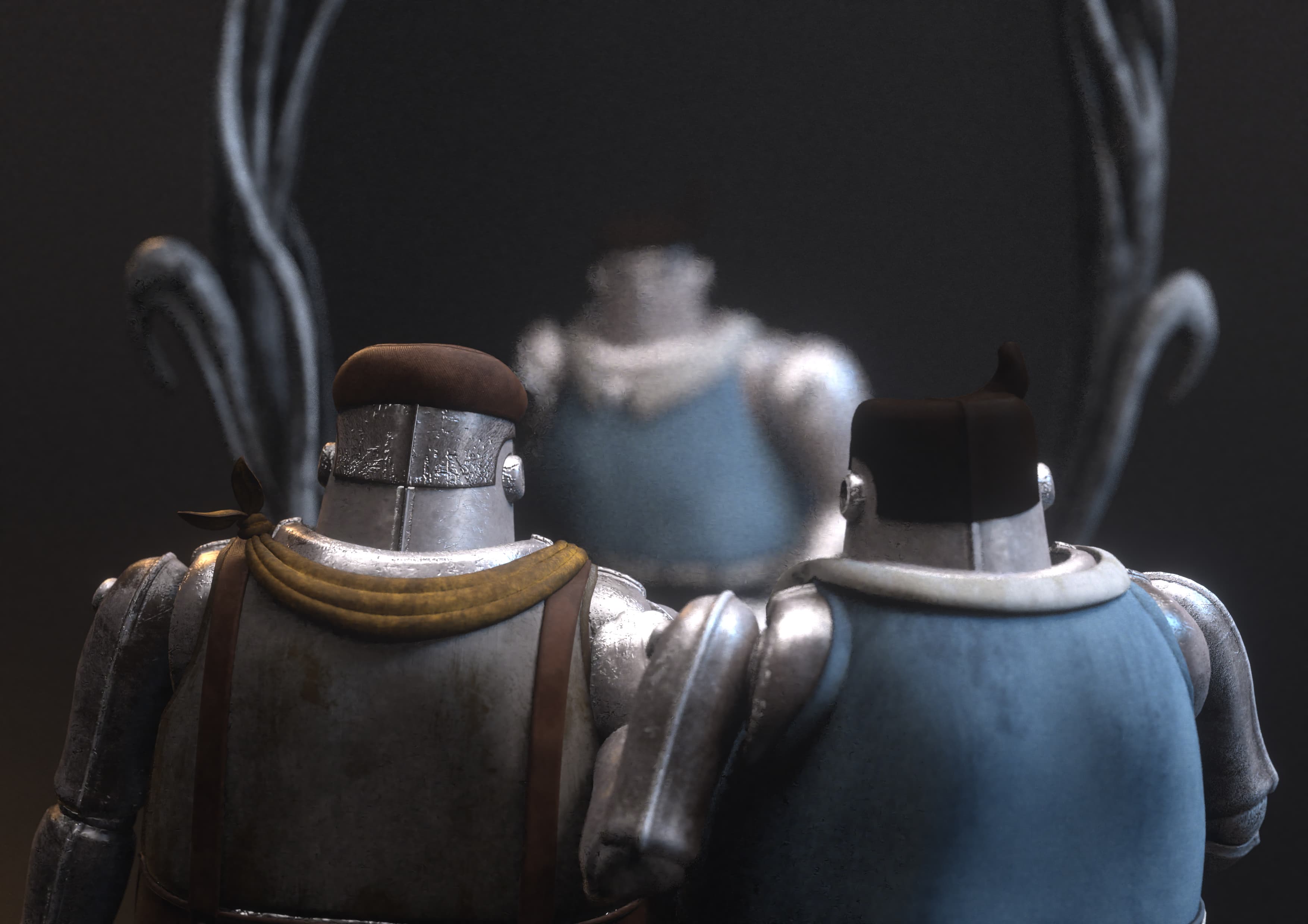 《鏡子》透過環景式舞台搭配鐵皮玩具動畫，追尋親子間的游移關係。（ 高雄市電影館提供）