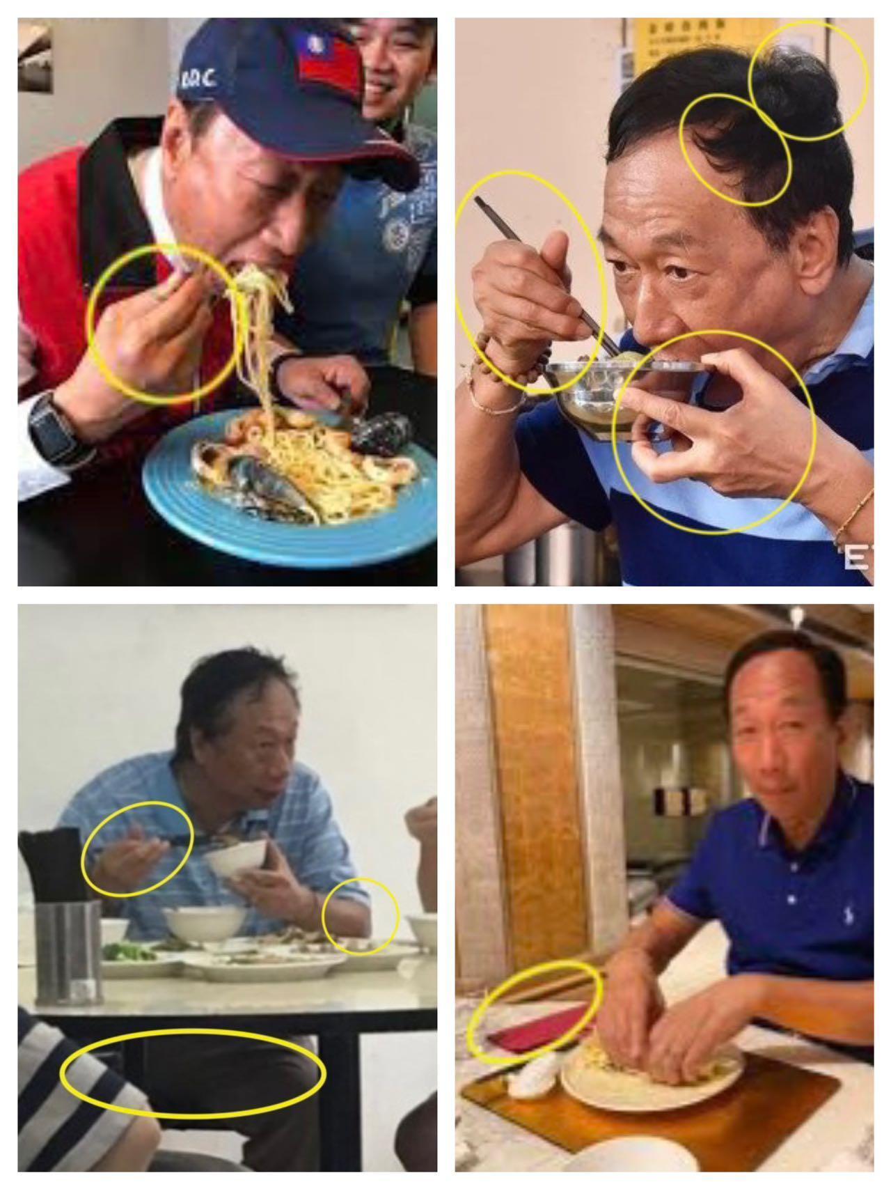 李文今天繼續推廣餐桌與基本禮儀,在臉書點名4位名人的吃相問題,連郭台銘的褲檔都要管。(翻攝自李文臉書)