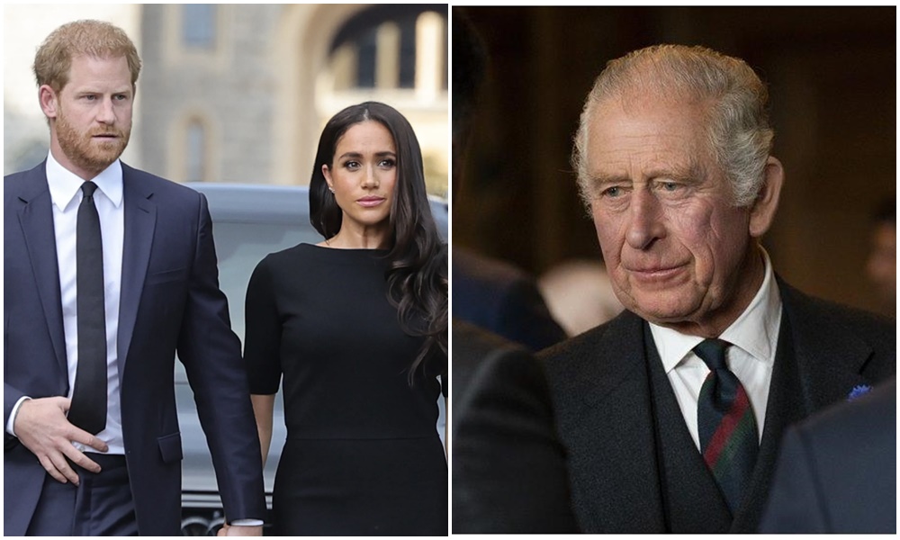 英國皇室傳記作家賈柏森新書中指出，哈利王子（左圖左）與查爾斯三世（右圖）通話充斥著謾罵和要錢的戲碼。（左圖翻攝自The British Royal Family臉書，右圖翻攝自The Royal Family臉書）