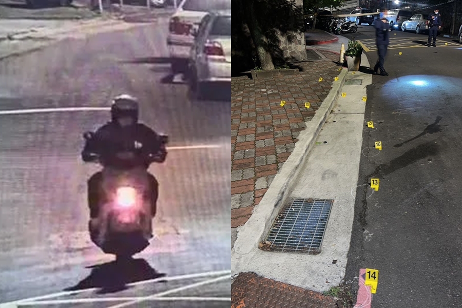 北市內湖區康寧路三段75巷昨日驚傳槍響，歹徒打扮成外送員連開15槍。（翻攝畫面）