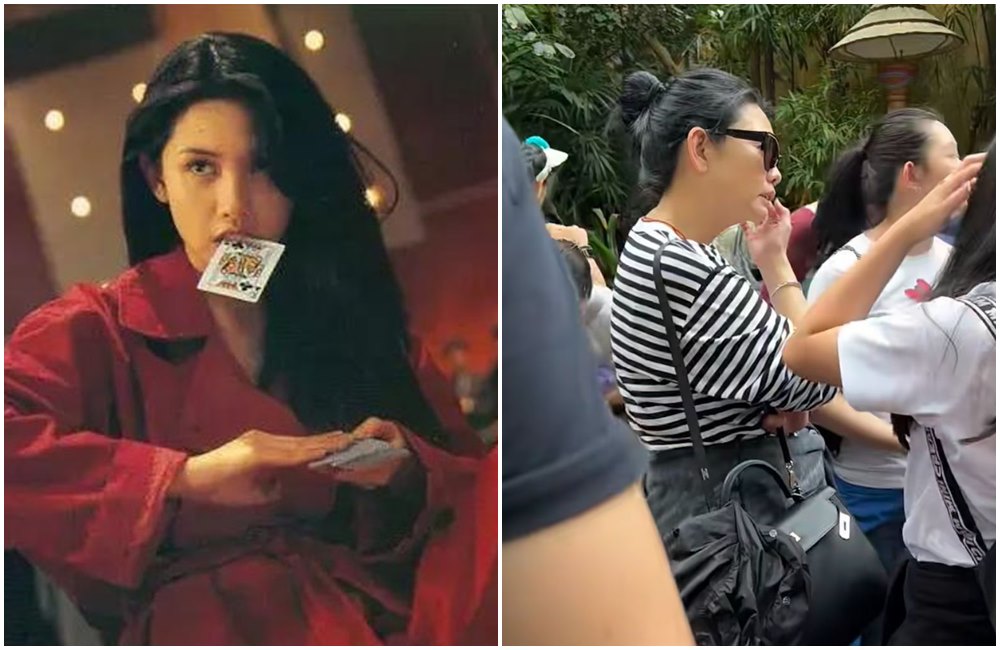 邱淑貞當年在《賭神2》飾演海棠小姐（左圖）堪稱經典，如今54歲的她近照曝光（右圖）。（翻攝網路、小紅書照片）