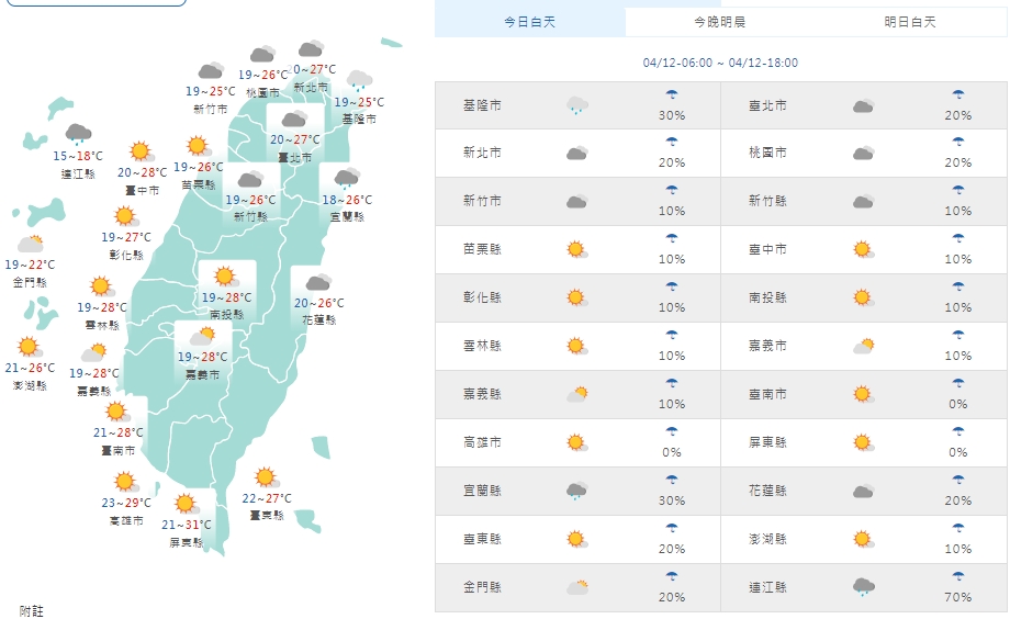 中央氣象局說明各地天氣狀況。（中央氣象局提供）