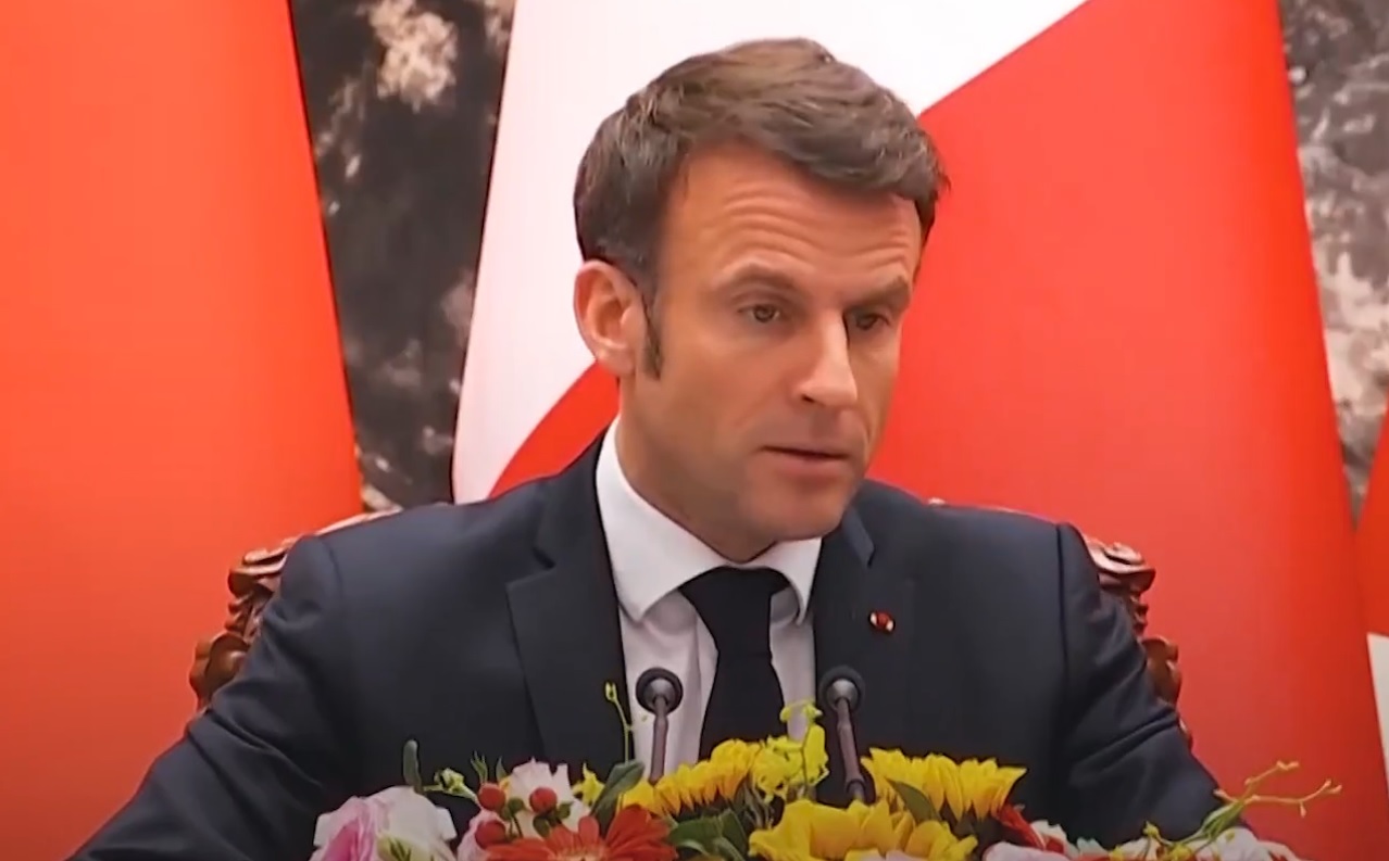 馬克宏的親中言論遭抨擊。（翻攝@EmmanuelMacron推特）