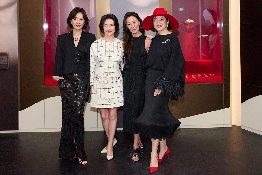 林青霞（右起）、楊紫瓊、何超瓊、劉嘉玲世紀同框。（翻攝Michelle Yeoh 楊紫瓊 IG）