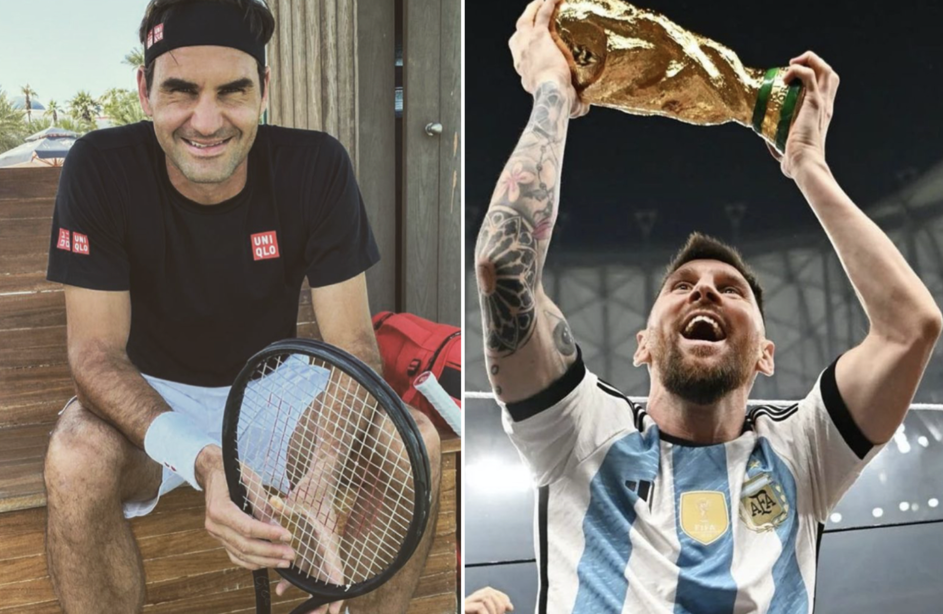 足壇巨星梅西上榜《時代雜誌》全球百大影響力名人，網壇傳奇費德勒（Roger Federer）撰寫評語。（翻攝Lionel Messi、Roger Federer IG）