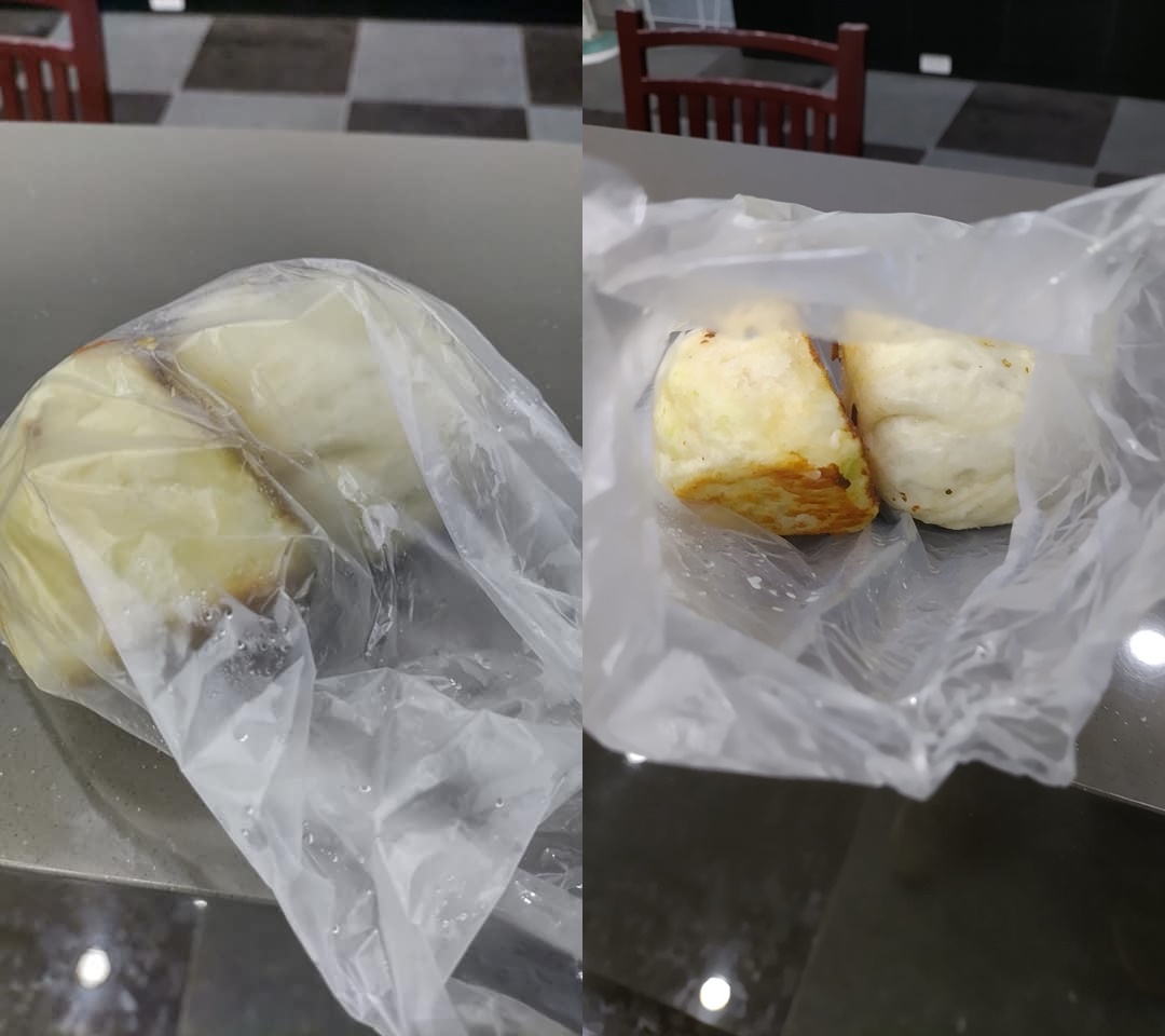 有網友發文指控，豐原某早餐店的水煎包兩顆要價90元。（翻攝自爆怨公社）