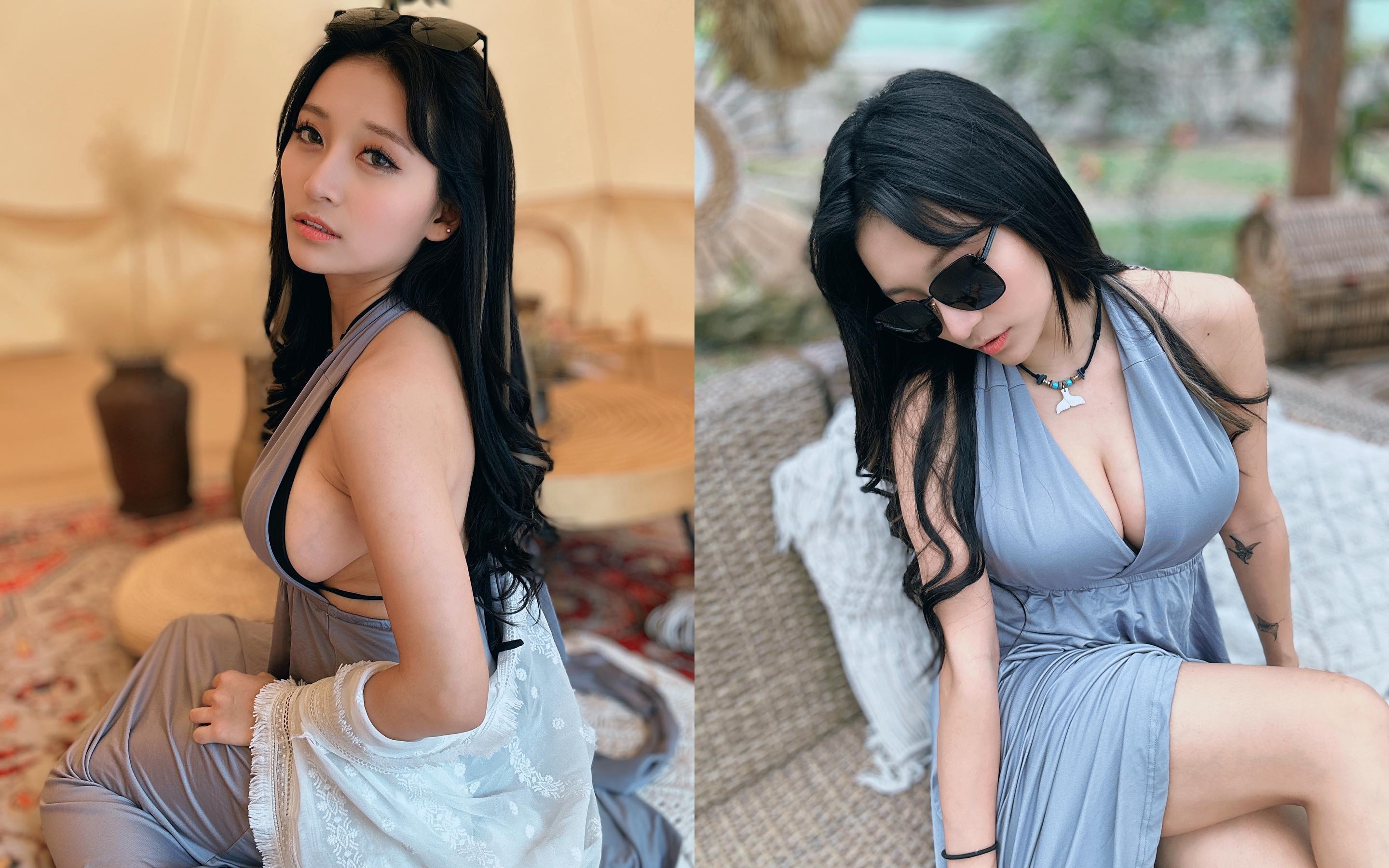 祈錦鈅經常努力在網路上以照片跟文字與網友及粉絲互動，左圖側乳則有青筋吸引網友的注意力。（翻攝臉書）