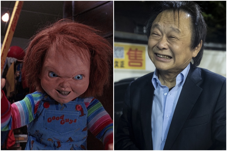 台北市議員王世堅（右圖）的外表常被說和恰吉有幾分相似。（《靈異入侵》劇照、本刊資料照）