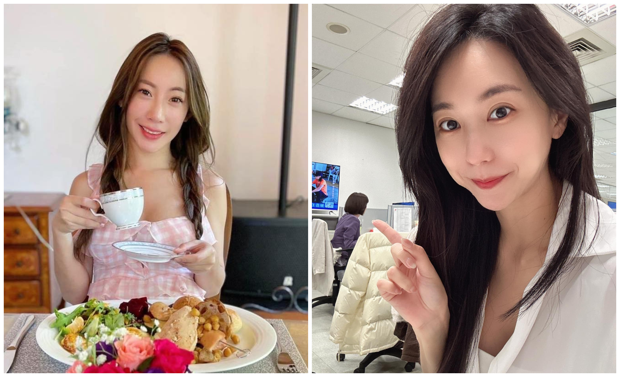 高毓璘（右圖）對曾格爾（左圖）「吃胃藥」駁偷情的說法相當傻眼。（翻攝高毓璘臉書、曾格爾臉書）