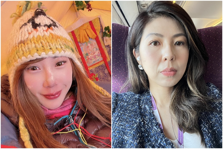 曾格爾（左圖）遭爆不倫已婚陳姓富商，近日與岳姓元配在網路上交鋒，律師李怡貞（右圖）也發表看法。（翻攝自曾格爾、女人大律師李怡貞臉書）