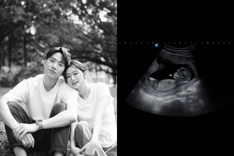 楊孟霖（左圖左）與晏柔中（左圖右）低調修成正果，今宣布懷孕好消息。（翻攝自楊孟霖IG）