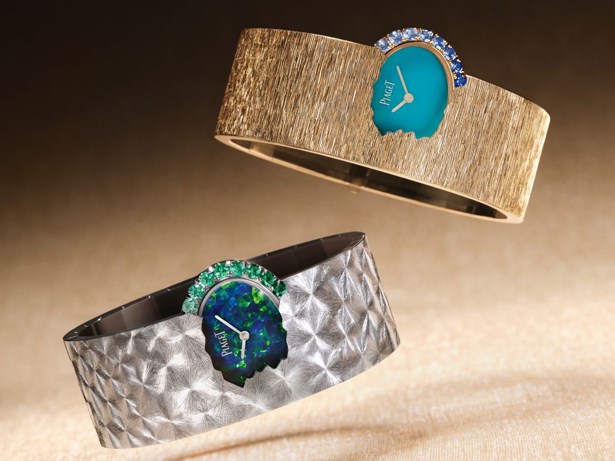 PIAGET今年重返60年代追尋珠寶錶的根源，發表全新Limelight系列金質手鐲腕錶，黃金款採「宮廷式雕刻」、白金款以「雪花式裝飾」製作，展現其裝飾工藝的多樣性。價格店洽。