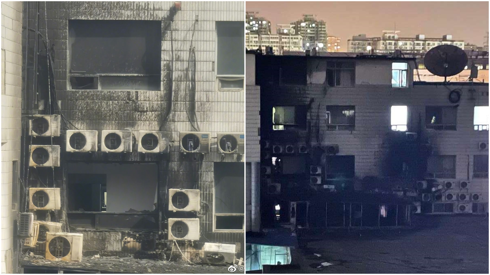 中國北京長峰醫院18日發生一起29死火災。（翻攝自微博＠張蘭同學、中國青年報）