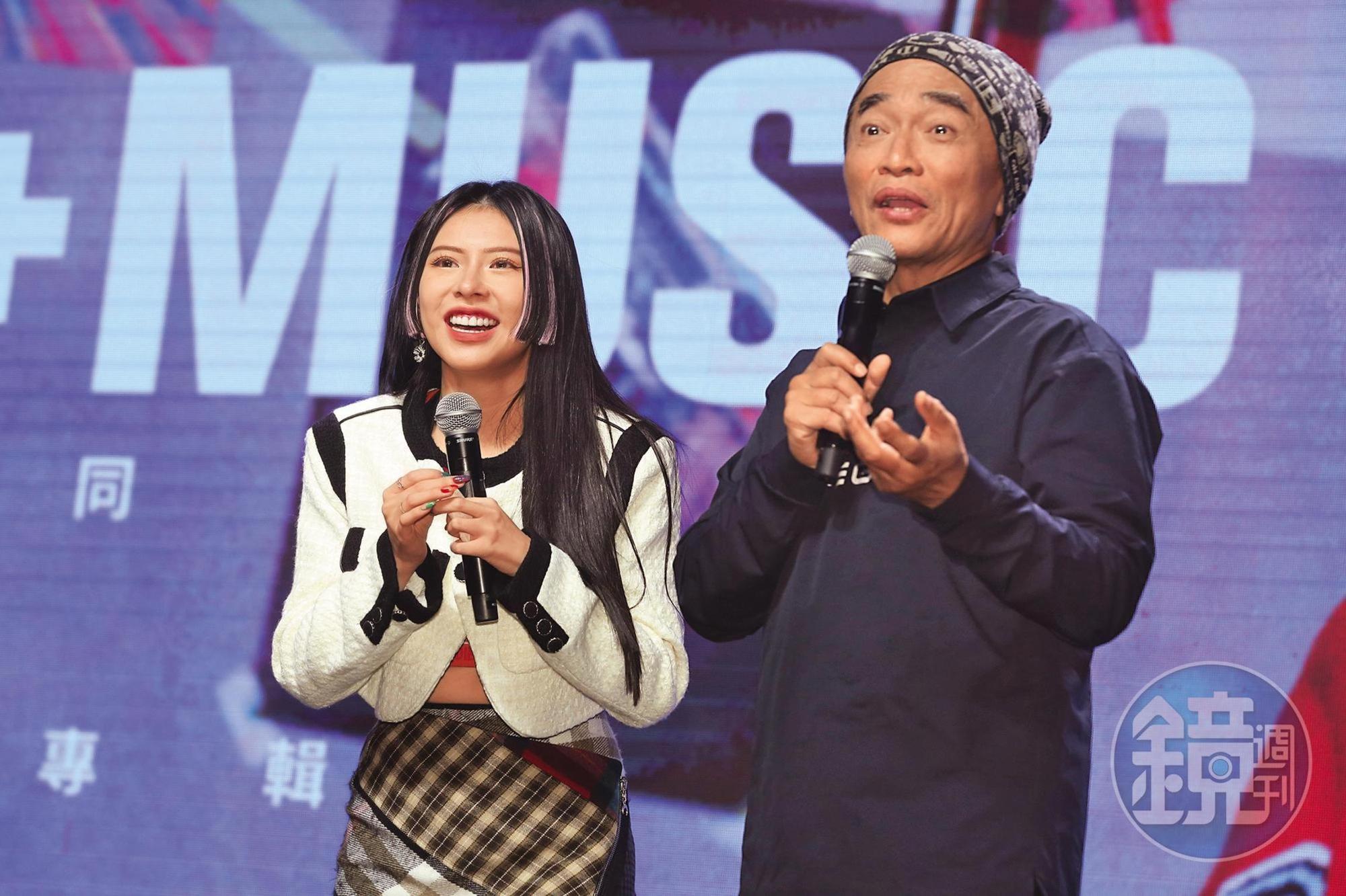 新人MIUSA（左）頂著「最強新人」封號，是綜藝天王吳宗憲（右）力挺出道的女歌手。
