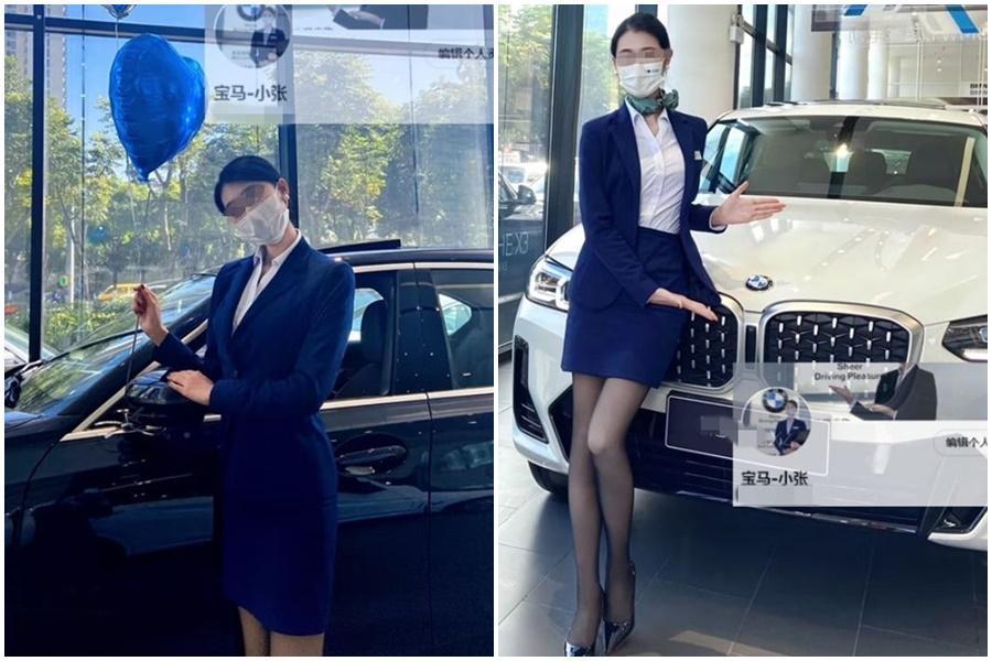 一名疑似女銷售員為拚賣車業績，以肉體換業績，引發關注。（翻攝推特）