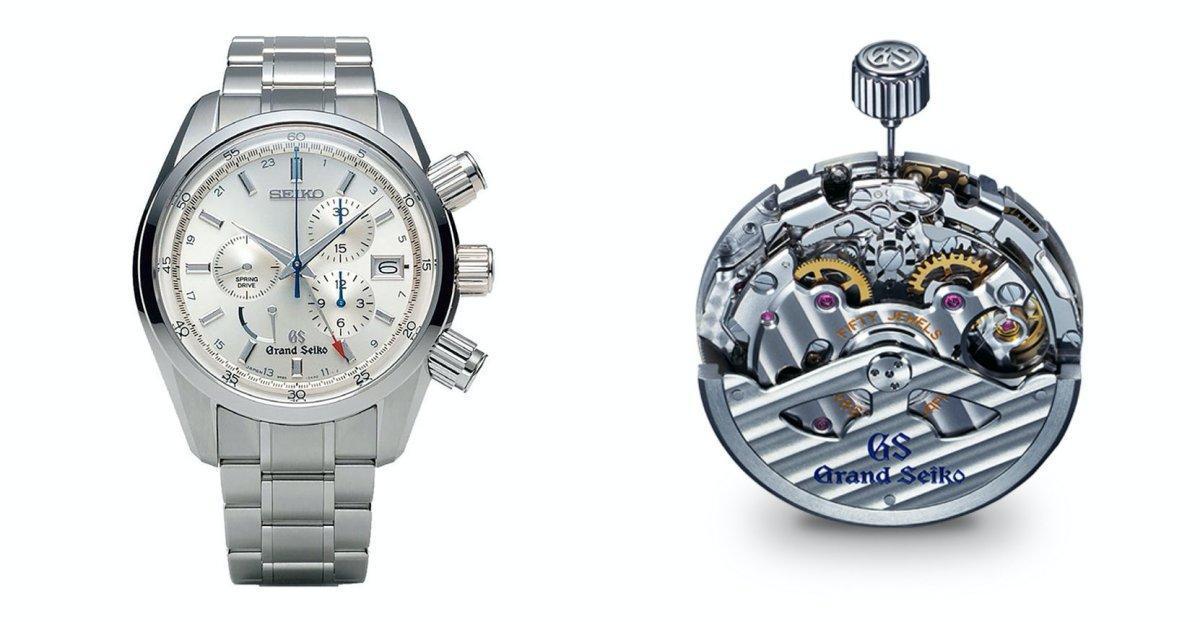 Grand Seiko於2007年發表的SBGC001錶款,搭載了9R86機芯,是掛名在GS商標之下的第一款「Spring Drive機芯」計時碼錶。