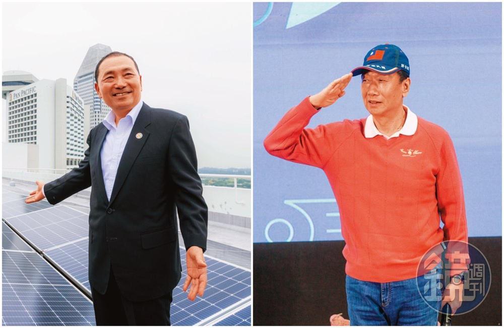 侯友宜日前出訪新加坡，被視為布局總統大選的起手式；郭台銘22日舉辦首場座談會，積極爭取國民黨徵召提名選總統。（左為新北市政府提供）