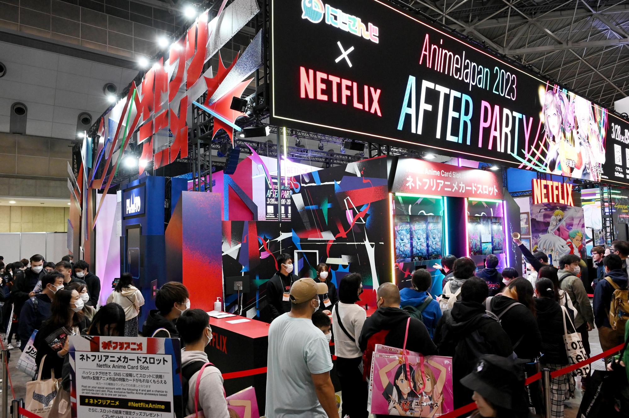 Netflix上月在動漫展Anime Japan設置專屬攤位，吸引大批動漫迷駐足。（Netflix提供）